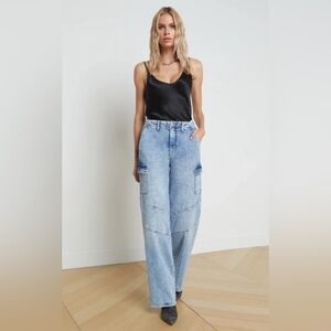 L’Agence Brooklyn High Rise Wide Leg Utility Jeans Pants Brewer size 25